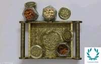 VNS Tray and Jar Peacock Tray wooden 4 Glass Jar) 